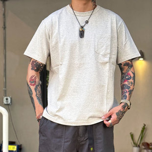 Riding High 日本制老式梭织机制天竺雪花棉纯色通勤口袋短袖T恤