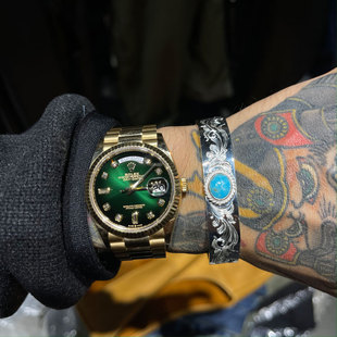 Dear Blossom日本手打 天然美国松石银绳复古唐草NAVAJO全银手镯