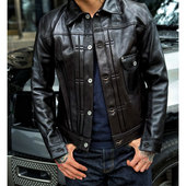 High Large胡歌款 王者回归重磅2.3mm厚茶芯植鞣马皮单口袋皮衣