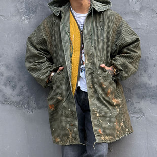 ANACHRONORM 日本手工重度油污油漆磨破做旧复古迷彩M51派克大衣