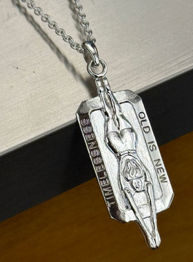 G&F 欧式复古 日本制925银3D立体跳水游泳银牌项链