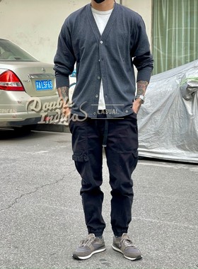 Workers Japan独家代理 高密度水洗炭黑色珍珠贝壳扣开衫外套