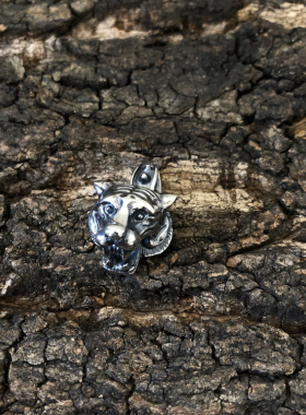 日本手工敲打复古925银猛虎项链