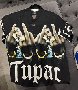 2PAC印花黑白彩色夏威夷衬衫 嘻哈不死 MARIA WACKO