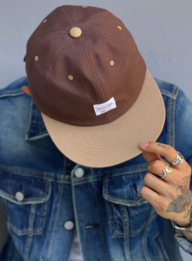 MIGHTY SHINE 复古配色 日本制复古长平帽檐牛皮调节带遮阳棒球帽