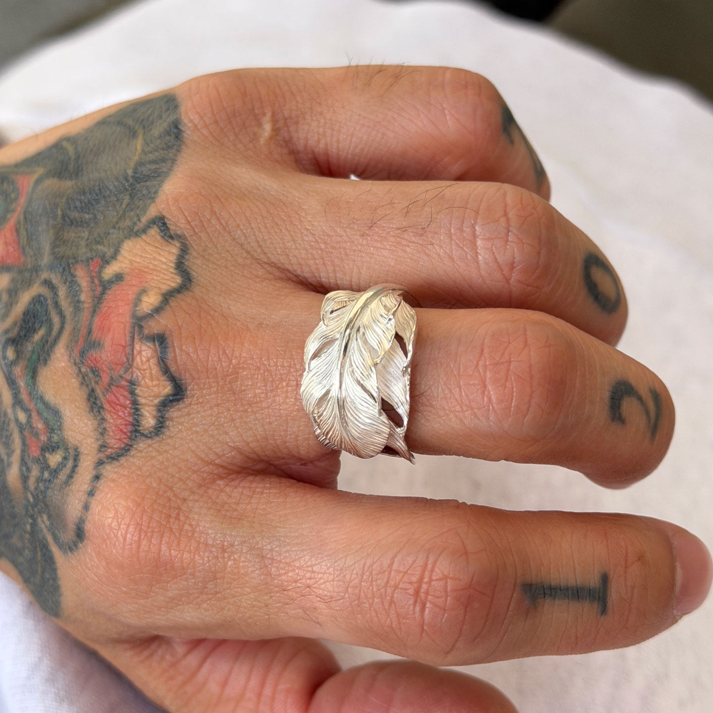 Yusuke Kosaka Works小坂雄介 日本手打限量立体叠加上银羽毛戒指