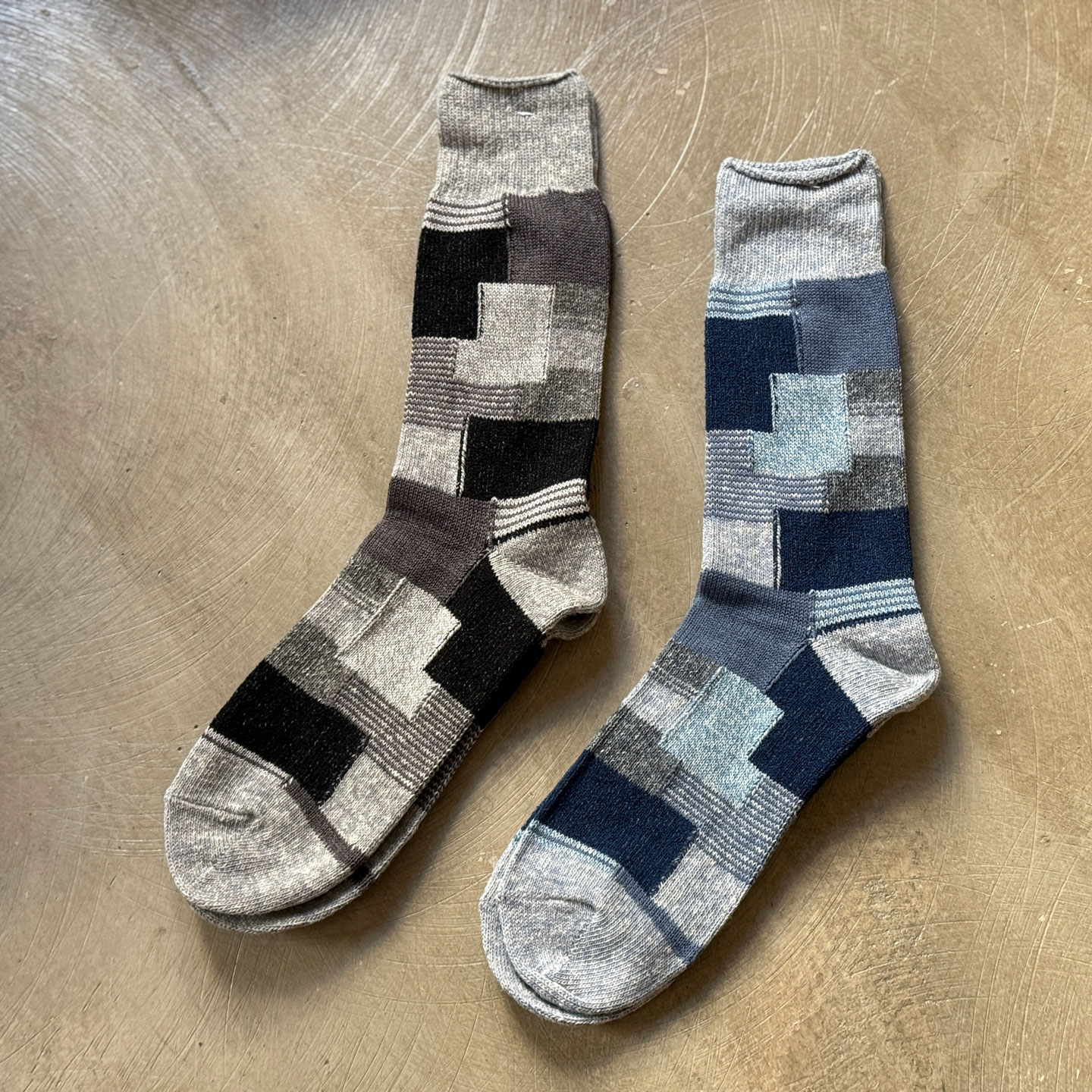 Anonymous Ism特价 古董织机制 日本古法棉混纺复古百家布风袜子