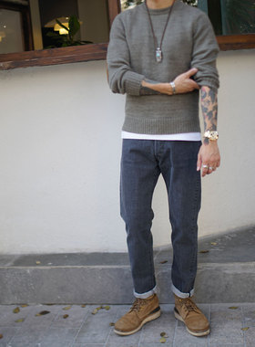 Workers Japan独家代理13.75oz长绒棉水洗中高腰修身黑色牛仔裤