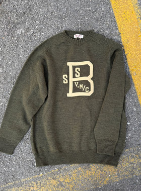 Gypsy Sons清仓特价 美式学院风字母图100%纯羊毛日本制套头毛衣