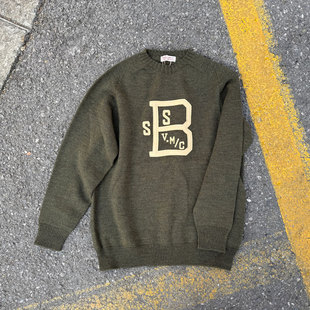 Gypsy Sons清仓特价 美式学院风字母图100%纯羊毛日本制套头毛衣