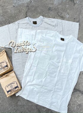 GYPSY SONS 日本缝重磅天竺棉牛皮纸米袋包装复古圆领口袋短T套装