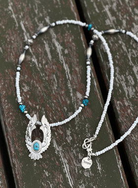 Dear Blossom联名 Kazoo 日本制古董贸易珠天然松石雄鹰展翅项链