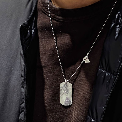 Blind Man Togs 日本手工古董银酒杯改造经典复古百搭狗牌项链