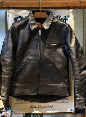 Tenjin Works天神 重磅S级栃木牛皮黑色茶芯JS02机车皮衣夹克