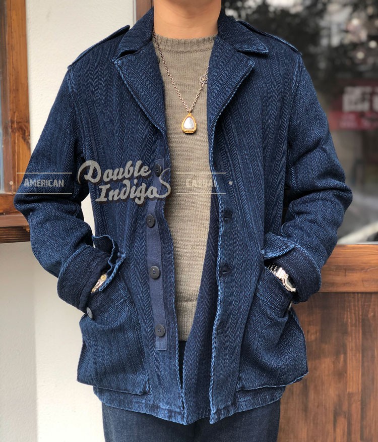 Fleurs De Bagne花囚犯 秘蓝染刺子面料法式改良peacoat海军大衣