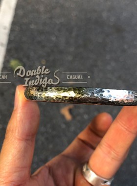 18K金熔925银熔金复古宽版手镯