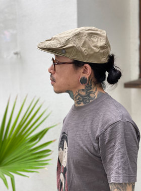 MIGHTY SHINE 优雅摩登 日本制复古水洗做旧斜纹布狩猎报童帽