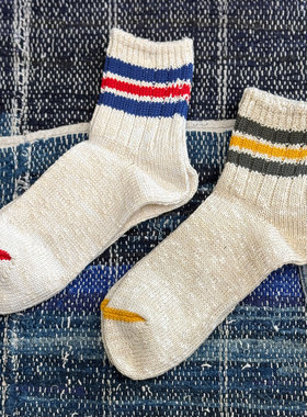 Anonymous Ism特价 古董织机制日本古法棉混纺复古民族风撞色棉袜
