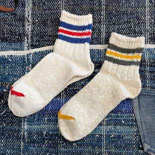 Anonymous Ism特价 古董织机制日本古法棉混纺复古民族风撞色棉袜