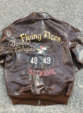 Eastman 做旧手绘虎头+和平 飞行员史努比背画摔纹A2 A-2马皮夹克