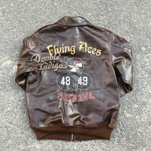 Eastman 做旧手绘虎头+和平 飞行员史努比背画摔纹A2 A-2马皮夹克