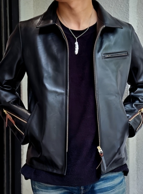 Y'2 LEATHER 隐藏限量限定 1.5mm 厚特制茶芯ECO马皮机车皮衣夹克