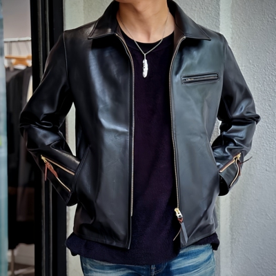 Y'2 LEATHER 隐藏限量限定 1.5mm 厚特制茶芯ECO马皮机车皮衣夹克