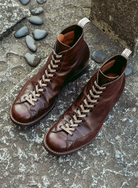 Brother Bridge主理人同款单宁酸植鞣荷兰小牛皮复古短脸拳击手靴