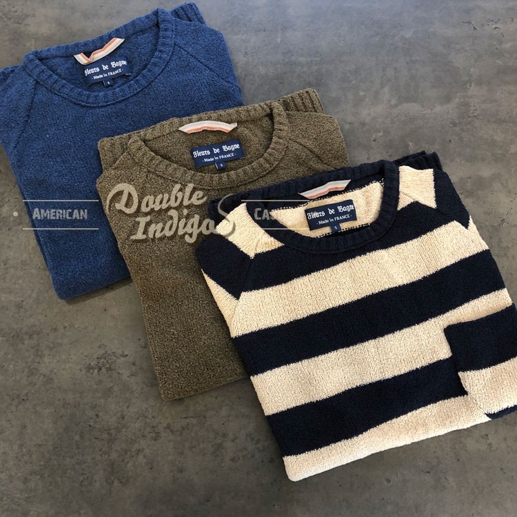 Fleurs De Bagne花囚犯 蓝染条纹法国毛巾棉裸女刺绣短袖tee T恤