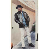 Leather高山隆款 重磅油润茶芯ECO马皮羊毛混纺内衬司闸员夹克