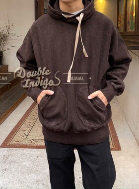 Gypsy Sons VV平替 日本天然奄美手工泥染重磅加绒连帽套头卫衣