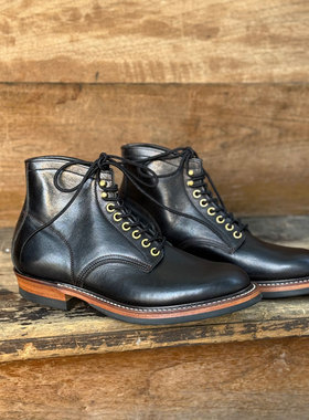 Y'2 Leather 软如初恋 周年特殊款黑武士黑色马皮复古工装靴