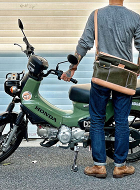 Tenjin Works天神 特价S级日本栎木茶芯牛皮复古通勤单肩机车包