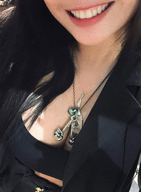 老鹰五星天然老松石纯银灯笼吊坠