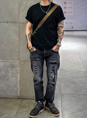 Gypsy Sons x DI特价福利 暗黑重糜烂破坏补丁自然水洗牛仔裤牛王