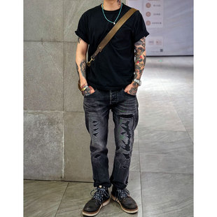 Gypsy Sons x DI特价福利 暗黑重糜烂破坏补丁自然水洗牛仔裤牛王