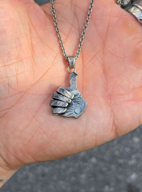 摩根银币改造趣味竖拇指造型项链