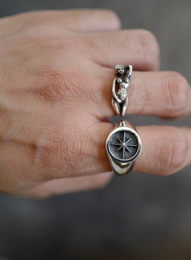 jango日本手作硫化星光熔岩戒指