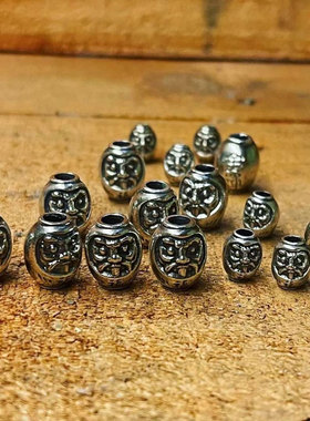 Kopo Metal 台湾匠人手作 925银黄铜做旧达摩金运财运福字隔离珠