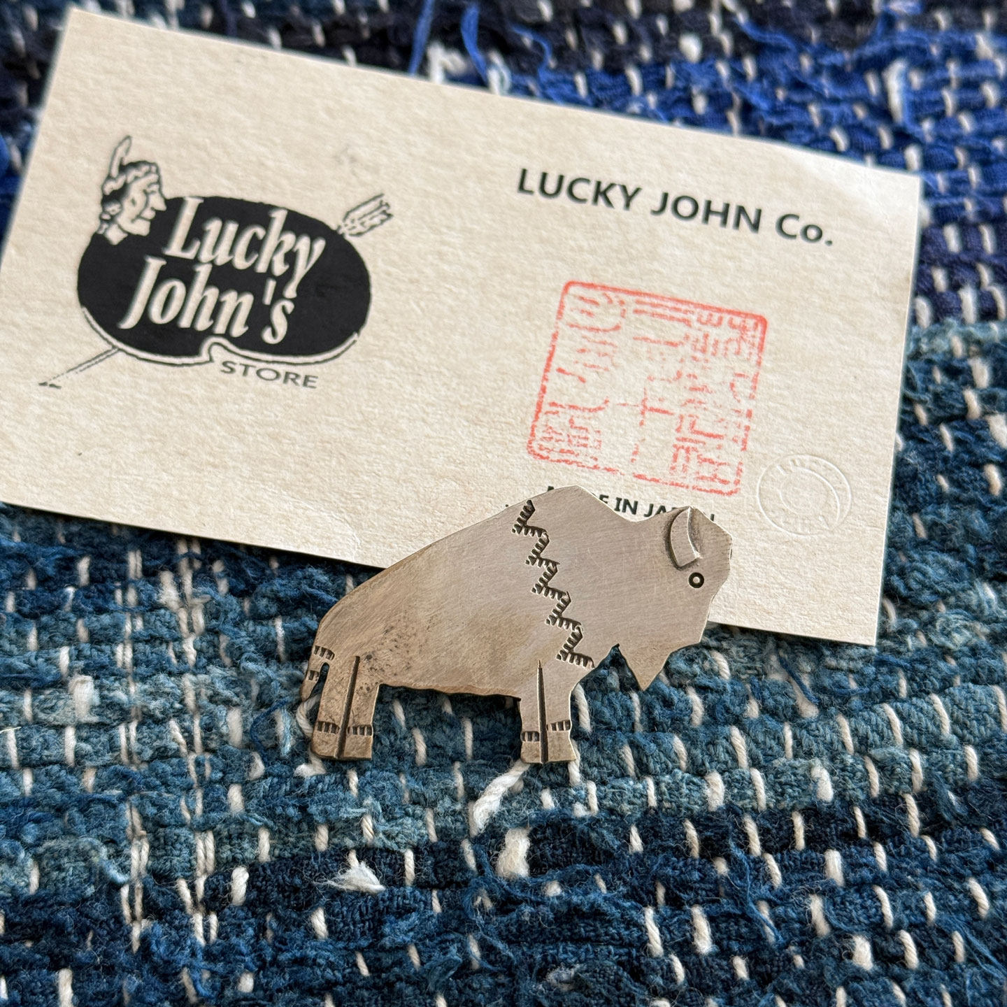 Lucky John牛年大吉 日本手作野牛造型仿古董印第安造型925银胸针