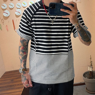 Boy宽松风短袖 日本制重磅条纹落肩City T恤 Control福利特价 Lost