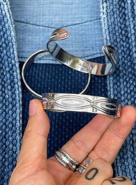 收尾设计日本手打全银复古手镯