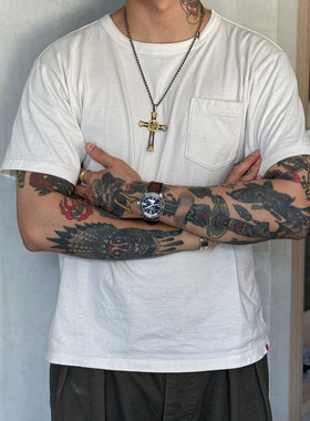 Workers Japan优化剪裁 水洗做旧修身&宽松双拧纱线口袋短袖T恤