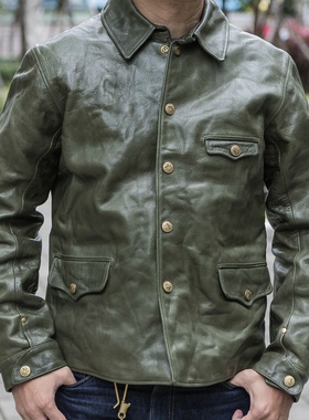 Sturdy Luggage Supply 特殊复古绿色羊毛毛毯内衬栎木牛皮机车皮