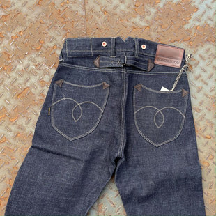 Companion 017A 牛皮补丁日本18oz超级粗纺骚袋花赤耳原色牛仔裤