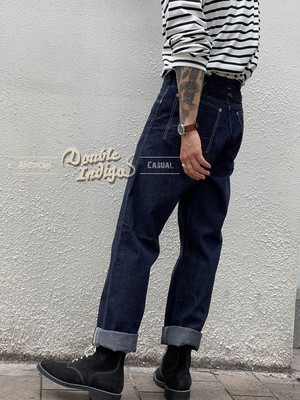 夏季复古赤耳原色高腰工装牛仔裤