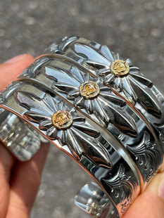 Dear Blossom特殊限定 七彩做旧18K金月牙唐草NAVAJO太阳图腾手镯