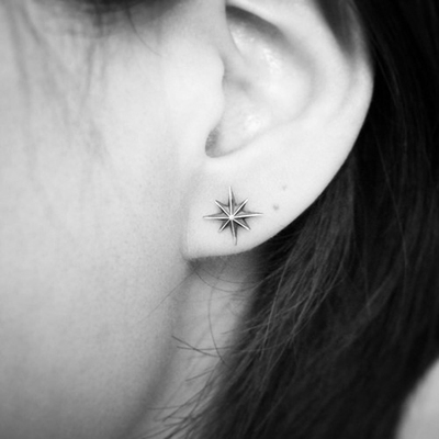 日本手作风做旧星光925银耳钉