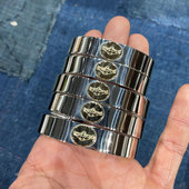 Dear Blossom 日本手打18K金立体飞鹰不规则敲边点金平打复古手镯