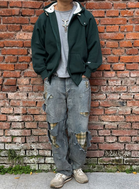 Workers Japan保暖利器 日本制重磅加绒刺绣双向拉链连帽派克卫衣